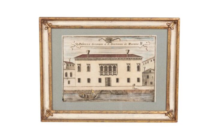 framed colored engravings of venetian palazzoss set of 9 2375