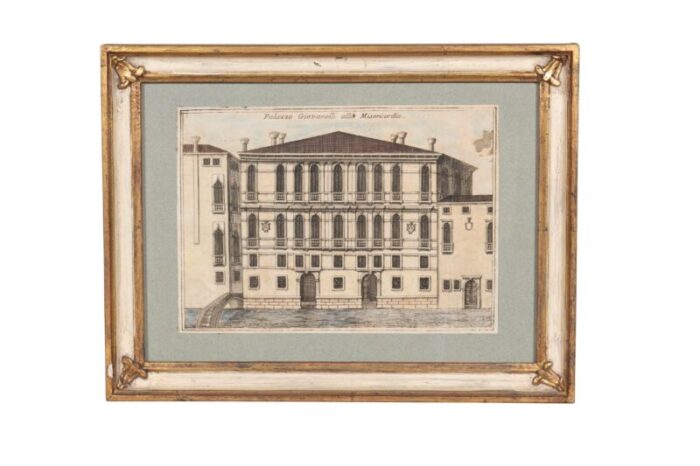 framed colored engravings of venetian palazzoss set of 9 3230