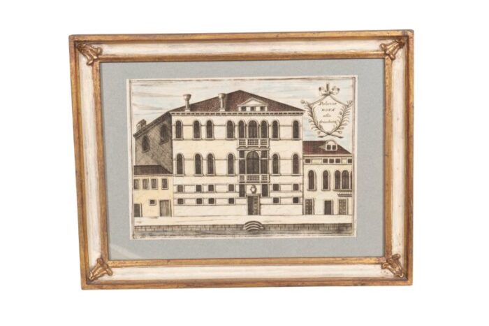 framed colored engravings of venetian palazzoss set of 9 5158