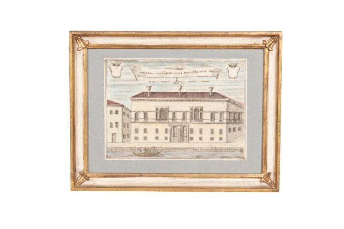 framed colored engravings of venetian palazzoss set of 9 7462