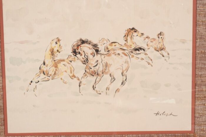 framed equestrian watercolors by denes de holesch set of 3 0967