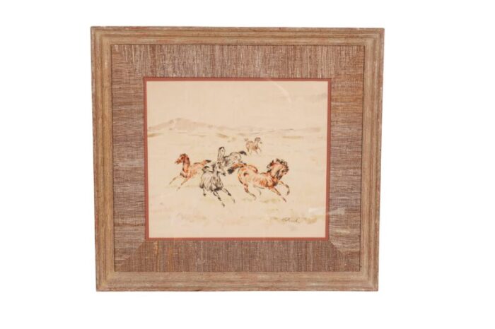 framed equestrian watercolors by denes de holesch set of 3 3879