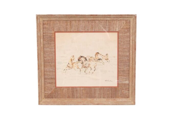 framed equestrian watercolors by denes de holesch set of 3 5659