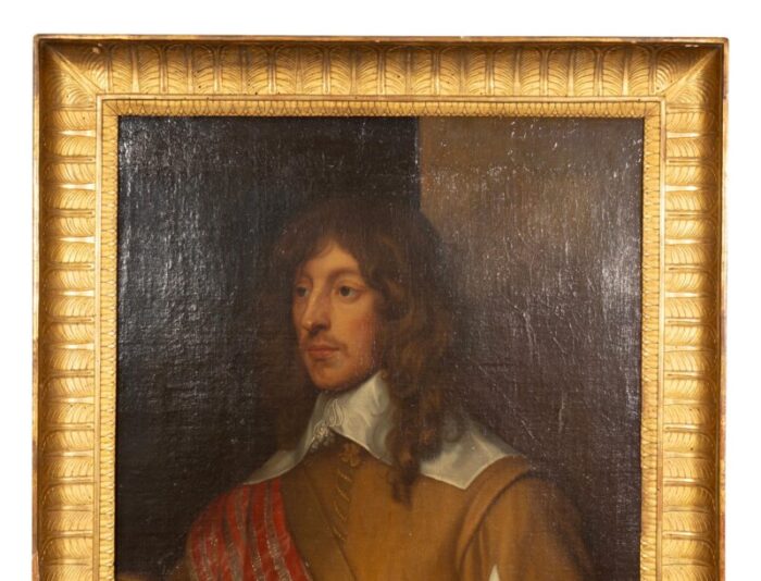 framed oil on canvas of a british lord after van dyck 9444