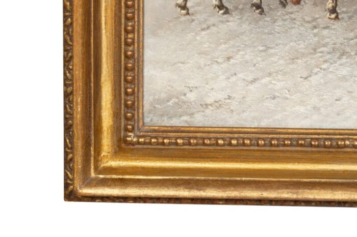 framed oil on canvas winter horse scene by john f herring 2671