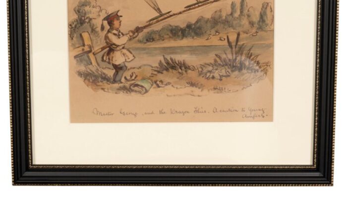 framed watercolor by illustrator john leech 1617