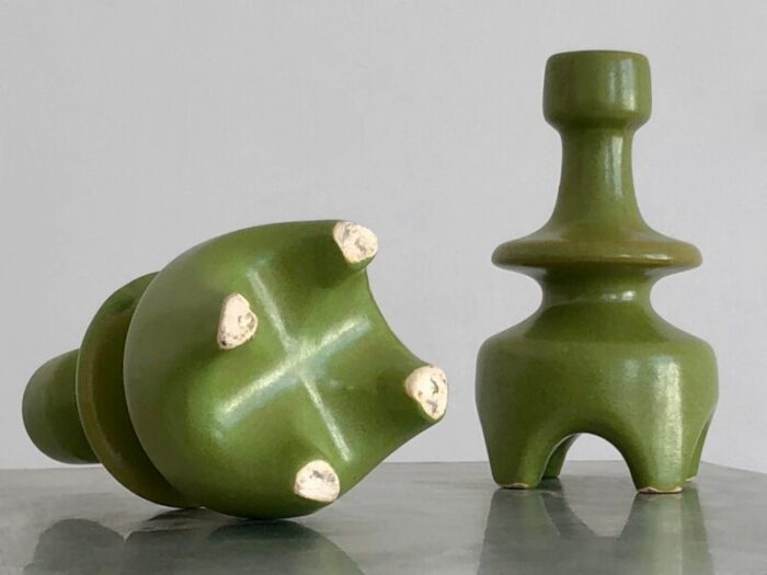 free form ceramic candlestick attributed to andre baud vallauris france 1950s set of 2 7