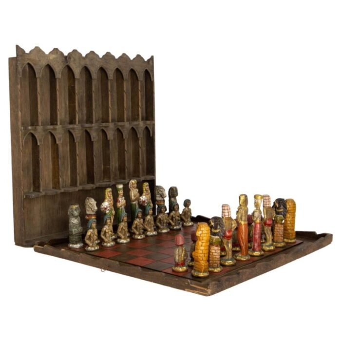 french ancient egypt chess game in plaster and wood 1920 1