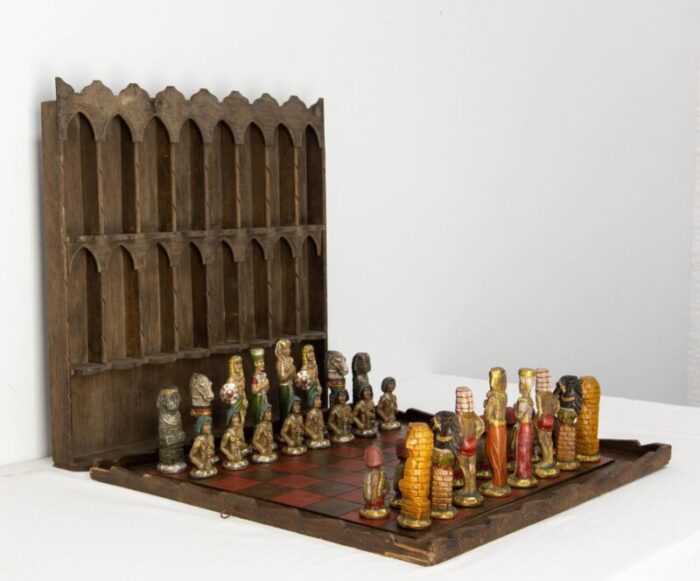 french ancient egypt chess game in plaster and wood 1920 2