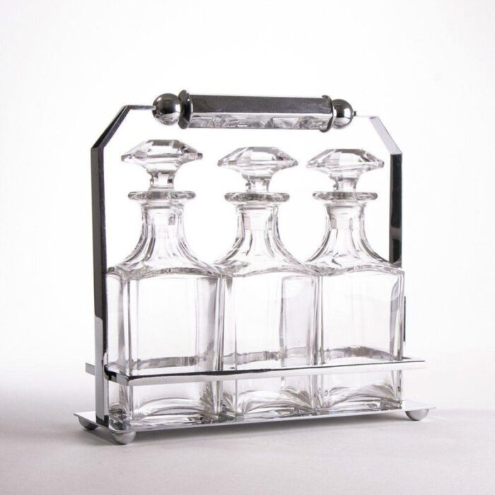 french art deco crystal decanter set by jacques adnet 1930s set of 3 1