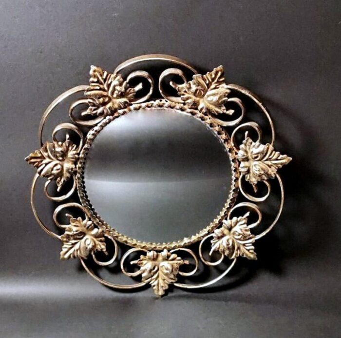 french gilt metal mirror with vine leaves 2