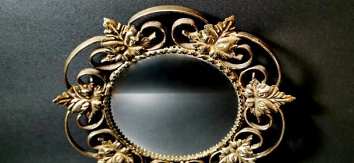 french gilt metal mirror with vine leaves 5