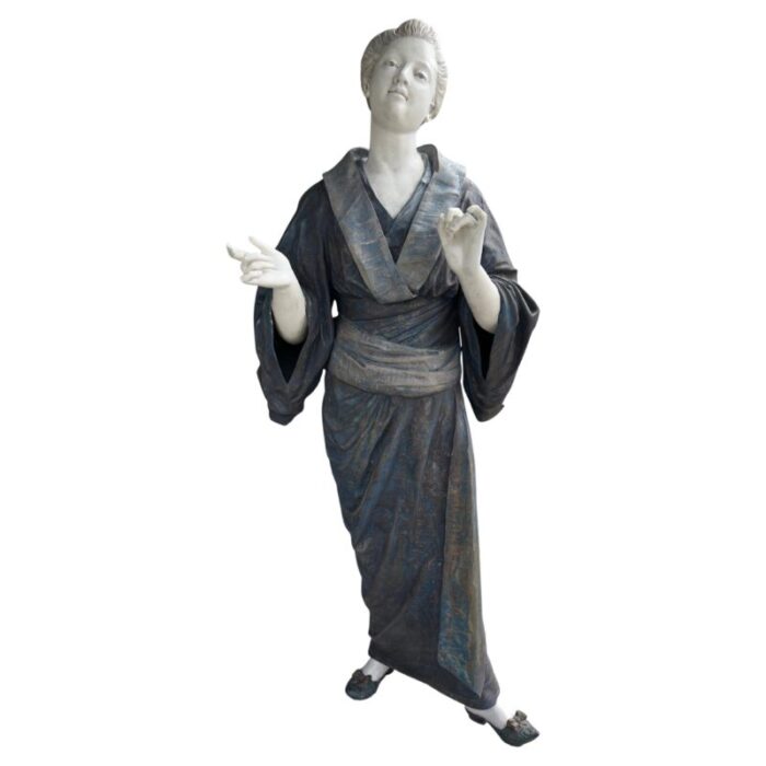 french painted metal life size figure of a geisha by charles masse 7934