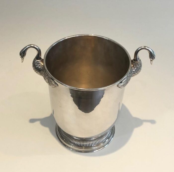 french silver plated ice bucket with swans attributed to christofle 1940s 3 scaled