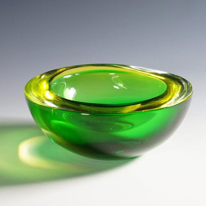 geode bowl in green and yellow murano glass by archimede seguso italy 1960s 3