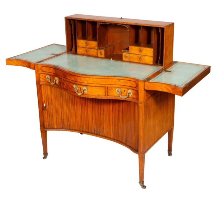 george iii satinwood and marquetry harlequin writing table 1678