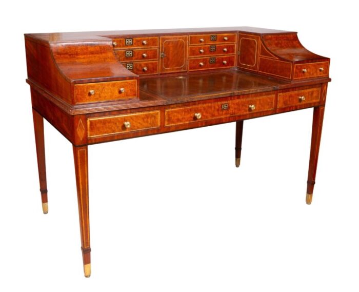 george iii style mahogany and brass inlaid carleton house desk 4941