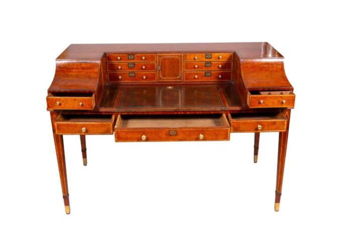 george iii style mahogany and brass inlaid carleton house desk 5873