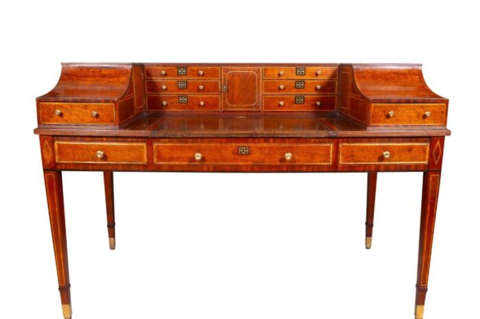 george iii style mahogany and brass inlaid carleton house desk 7776