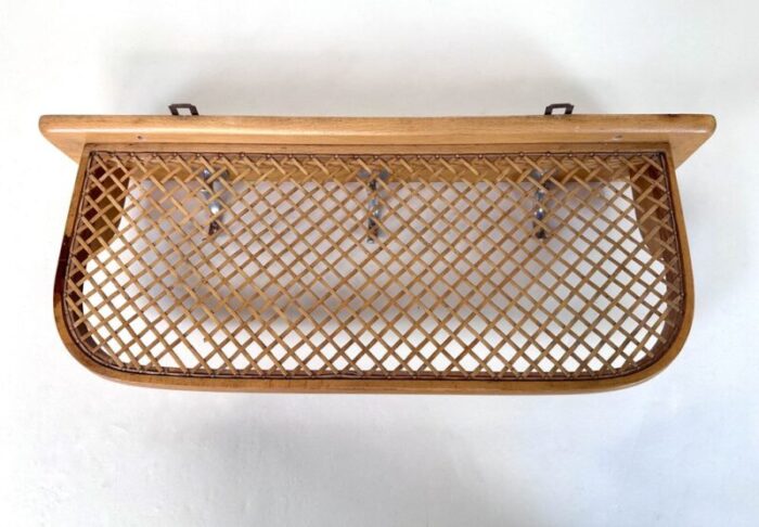 german bentwood and beech wall coat rack with hat shelf in cane 1920s 4