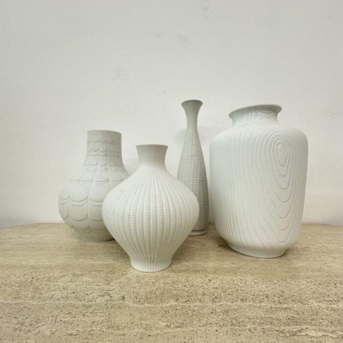 german bisque vases 1970s set of 4 1