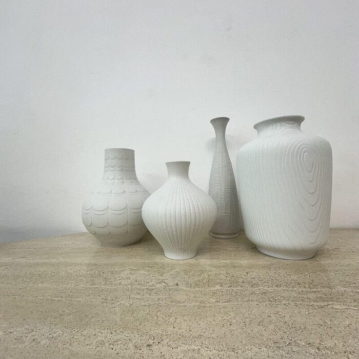 german bisque vases 1970s set of 4 2