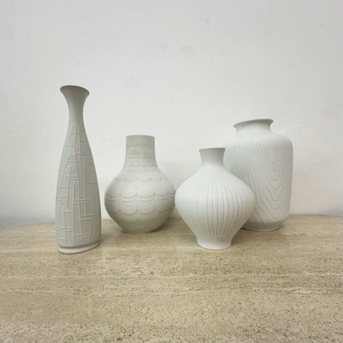 german bisque vases 1970s set of 4 3