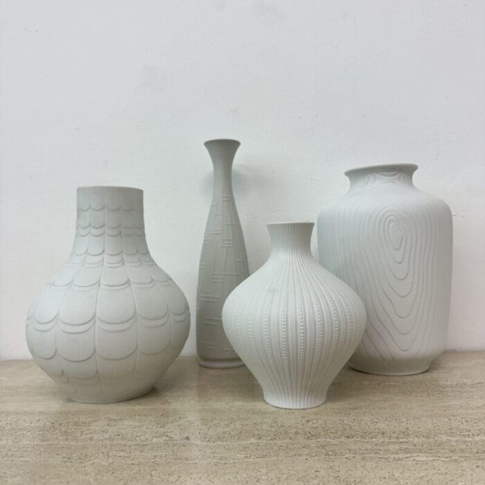 german bisque vases 1970s set of 4 6