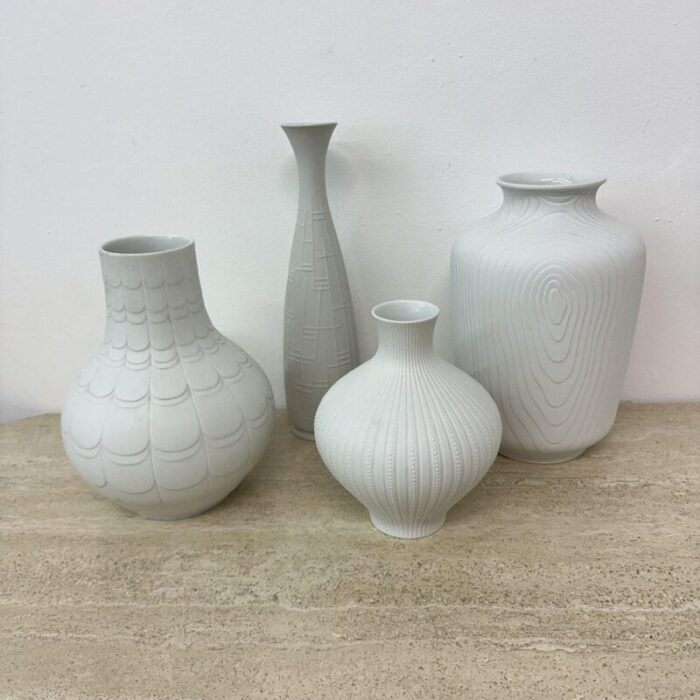 german bisque vases 1970s set of 4 8