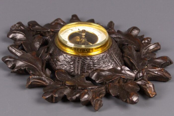 german black forest barometer with hand carved oak leaves and acorns 1920s 11