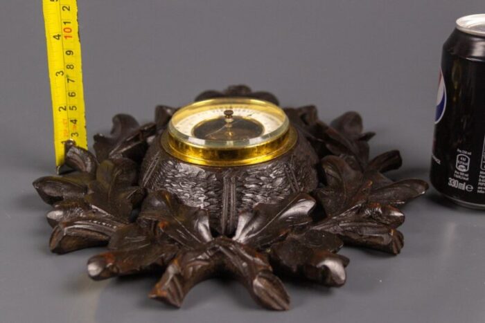 german black forest barometer with hand carved oak leaves and acorns 1920s 13