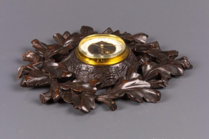 german black forest barometer with hand carved oak leaves and acorns 1920s 7