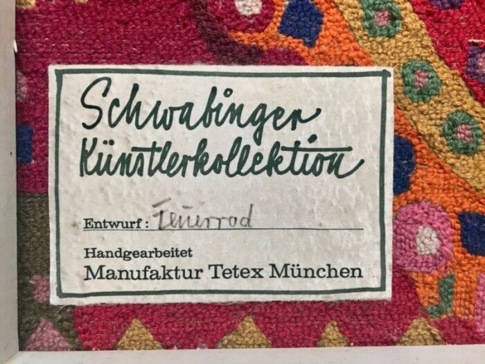 german modernist art wall rug from tetex munich 1960s 13