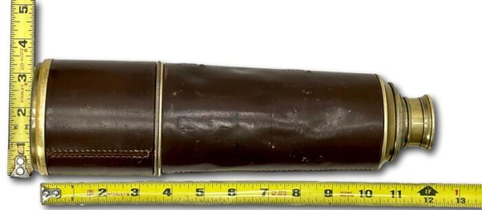 giant 42 inch vintage brass and leather ships spyglass telescope by broadhurst clarkson and co ltd london 3563