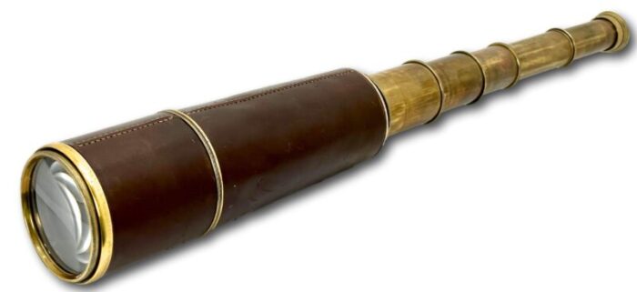 giant 42 inch vintage brass and leather ships spyglass telescope by broadhurst clarkson and co ltd london 9060