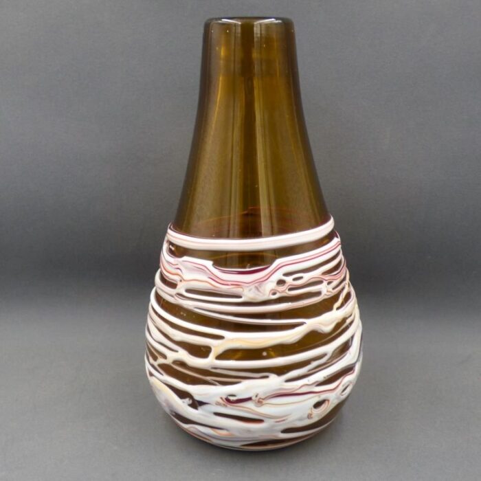 glass vase with melted ribbon strands from venini 1960s 1