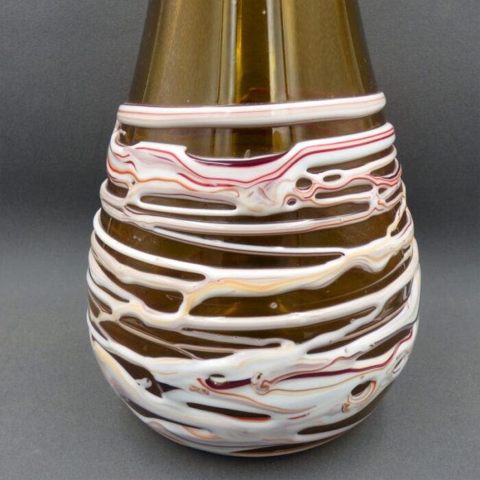 glass vase with melted ribbon strands from venini 1960s 3