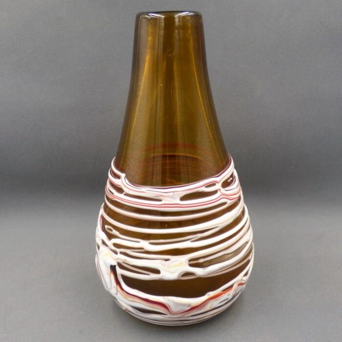 glass vase with melted ribbon strands from venini 1960s 4