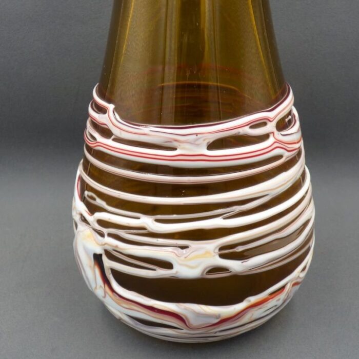 glass vase with melted ribbon strands from venini 1960s 5