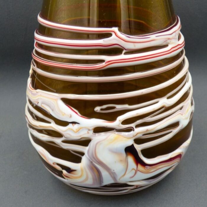 glass vase with melted ribbon strands from venini 1960s 7