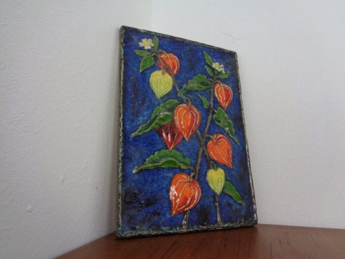 glazed ceramic wall panels with flowers by werner meschede for karlsruher majolika 1960s set of 2 14