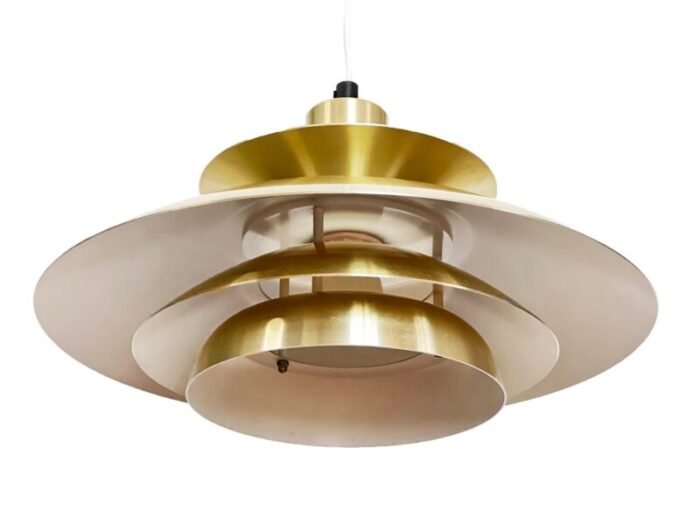 golden multi layered pendant light by es horn 1970s 3906