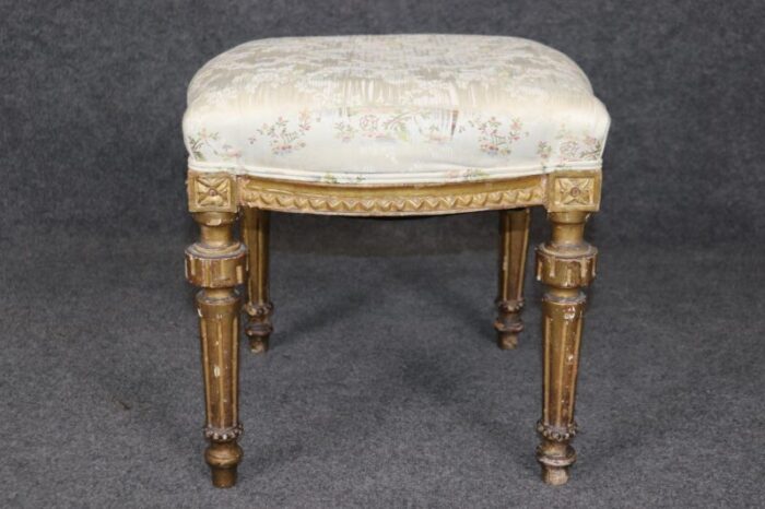 gorgeous old gilded french louis xvi foot stool circa 1900 3239