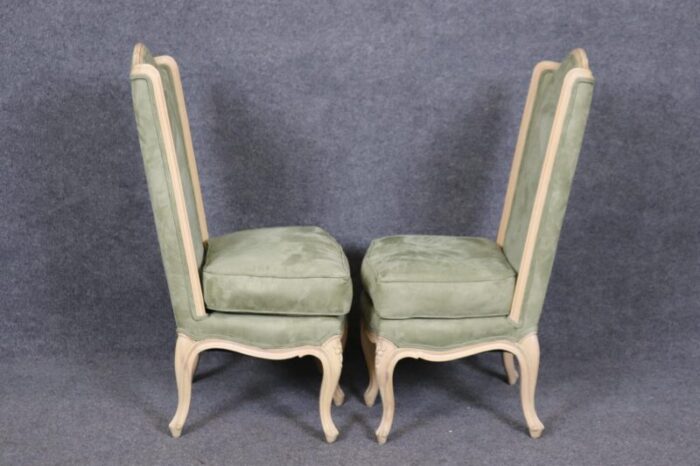 gorgeous pair of rare 5 leg french louis xv style limed walnut side chairs 1643