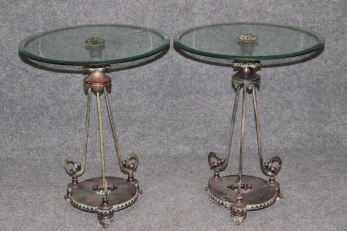 gorgeous pair verdi gris bronze circular neoclassical italian gueridons tables 4527