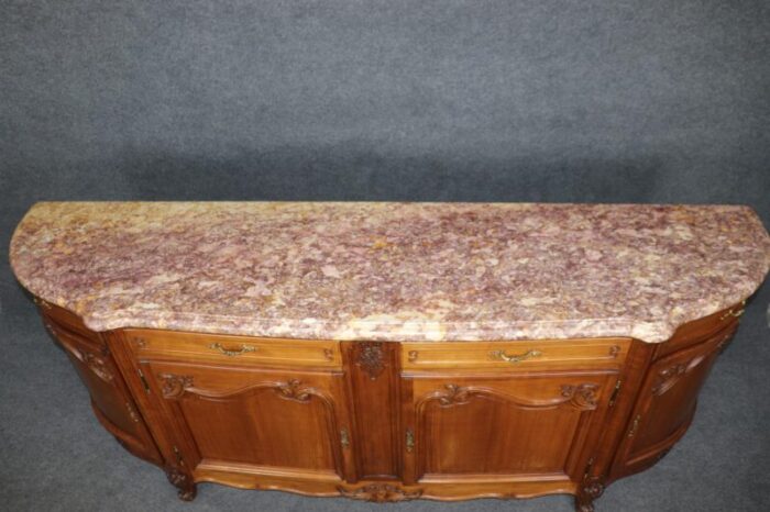 gorgeous walnut and breccia marble french louis xv style grand sideboard buffet 3163