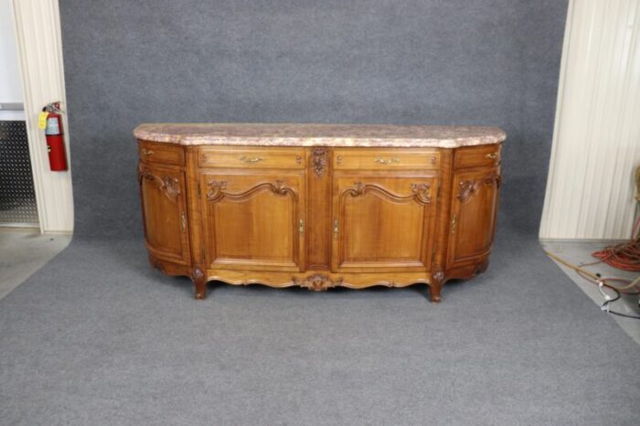 gorgeous walnut and breccia marble french louis xv style grand sideboard buffet 8502