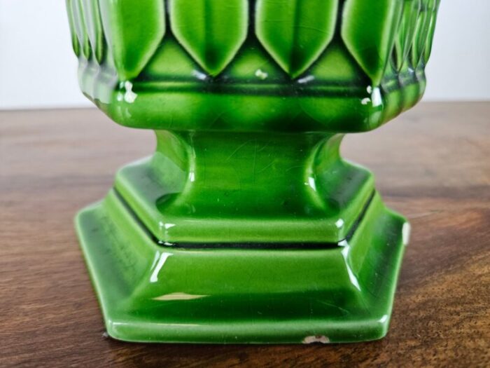 green ceramic vase from bassano italy 1980s 12