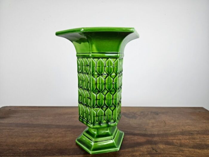 green ceramic vase from bassano italy 1980s 3