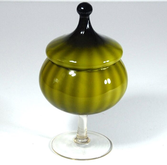 green glass dish from empoli 1960s 4